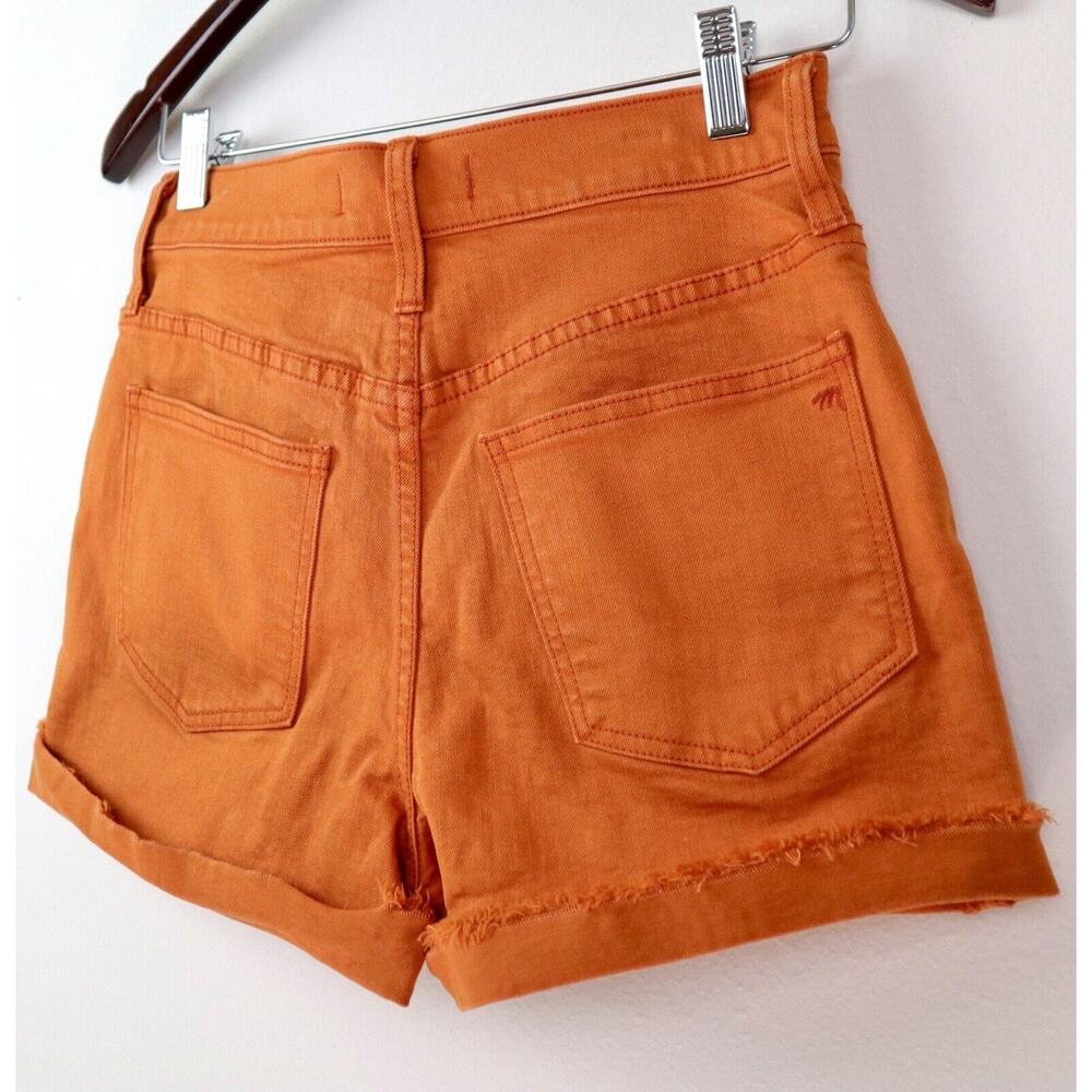 Madewell Size 25 High-Rise Denim Shorts Cut Off K9543 Burnt Orange - Picture 6 of 8